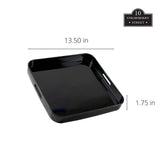 10 Strawberry Street 13.5 Lacquer Round Serving Tray with handles, Black