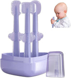 Etszaz 3 Pcs Silicone Baby Manual Toothbrush Set For 018 Months Includes Newborn Tongue Cleaner, UShaped Toothscrubber,Soft Gu