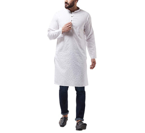 Sojanya (Since 1958 Men'S Cotton Blend White Woven Design Only Long Kurta Size: 42