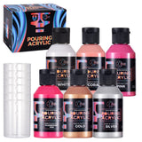 OPHIR Premixed Acrylic Pouring Paint Kit, 3.8OZ/Bottles, White, Coral, Pink,Fluorescent Pink, Gold,Silver, High Flow Water-Based