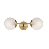 GLOBE Electric Celestia 2-Light Wall Sconce, Matte Brass, Frosted Glass Shades