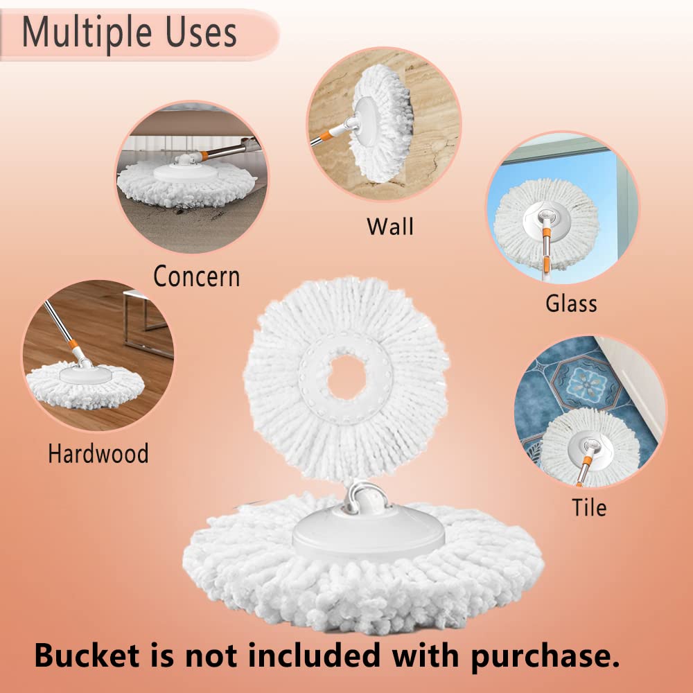 Spin Mop Refills Replacement 360 Microfiber Spin Mop and Bucket Head Round Shape Standard Size Easy Cleaning Spin Mop Systems 6-