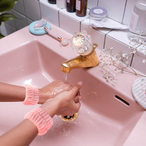 TLUXX 4-Piece Spa Headband & Wristband Set, Reusable Makeup & Skincare Accessories for Face Washing, Preventing Liquid Overflow