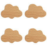 MOROBOR 4PCS Cloud Shaped Wooden Knobs Single Hole Beech Wood Handles Wood Cupboard Cabinet Handles Knobs for Chest of Drawers w