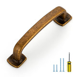 Ravinte Arch Cabinet Pulls Solid 10 Pack 3 Inch Antique Brass Kitchen Cabinet Handles Flat Square Foot Curved Drawer Pulls Hardw