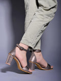 Shoetopia Stylish Ankle Strap Grey Block Heeled Sandals For Women & Girls /Uk3,Grey,3,B0CBMPDSBF