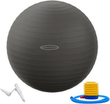 Fitvids Anti-Burst Slip Resistant Exercise Ball with Quick Pump - 2 - 15-18in (38-45cm), S - Gray