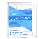 Ludery Acrylic Window Sign Holder 8.5 x 11 with 4 Suction Cups,Clear Acrylic Frames Glass Window Wall Mount,Advertising Signage 