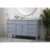 Elegant Decor Park Avenue 60 Metal Mdf Marble Single Bathroom Vanity In Gray