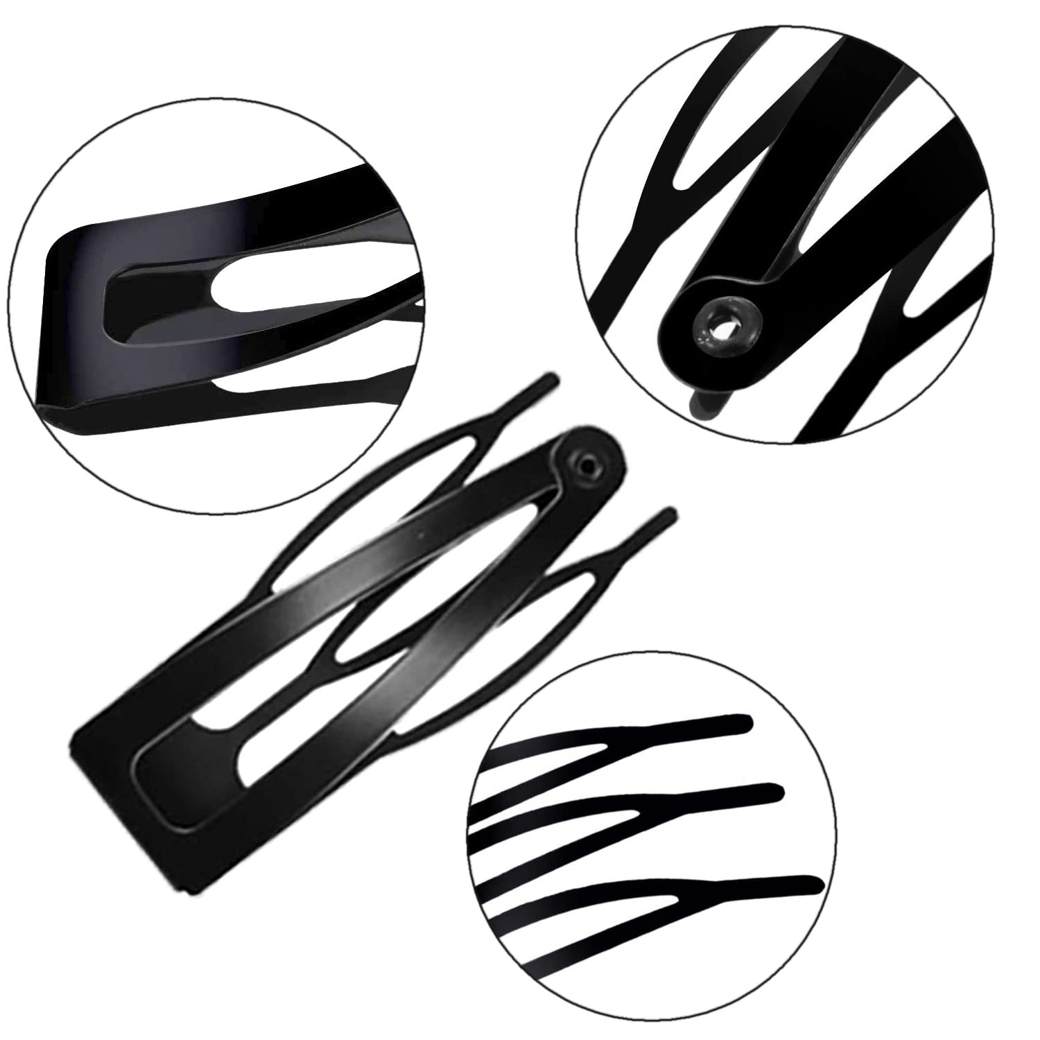 30,60 80 Pack Black 2 Inch Women Metal Snap Hair Clips Accessories No Slip Hair Barrettes Girls Women Hair Accessories (Black 10