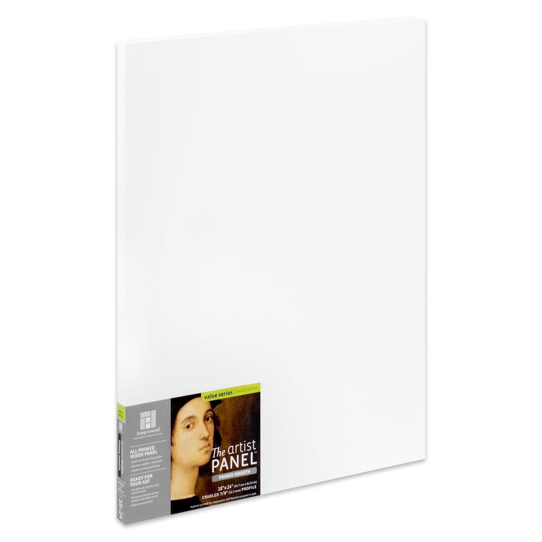 Ampersand Art Supply Wood Gesso Artist Painting Panel: Primed Smooth, 8,, X 8,,, 7/8,, Cradled Profile