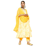 ishin Women's Silk Blend Embroidered Anarkali Kurta suit set With Dupatta & Pants Kpdrlc-17010ff_M_Yellow