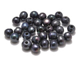 AD Beads Natural Gemstone 10mm Round Loose Beads Big Hole 2mm Sized 30pcs (Black Pearl)