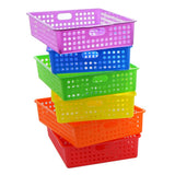 6 Pack Colorful Plastic Classroom Storage Bins 13.75 X 10.25 for Organizing A4 Papers Trays, Pencils, Arts and Crafts Supplies, 