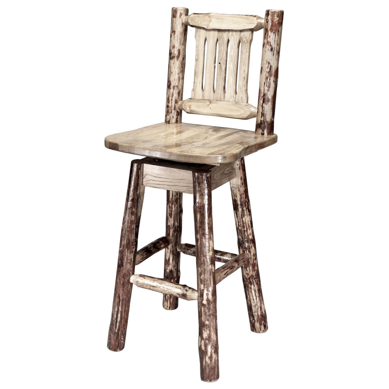 Montana Woodworks Glacier Country Collection Counter Height Barstool With Back & Swivel