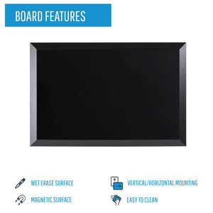 Kamashi Wet Erase Board, Black Mdf Frame, 24 X 36