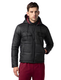 Fyltr Men'S Lightweight Winter Puffer Jacket With Stand Collar & Hood- Full Zipper | Side Pockets | Front Patch Pockets With Snap Button,Every Ebony,Every Ebony,M