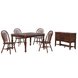 Sunset Trading Andrews 6 Piece 76 Rectangular Extendable Butterfly Leaf Side Board | Chestnut Brown | Seats 8 Dining Room Sets, 