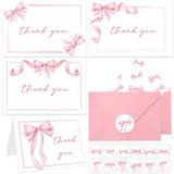 52 Pack Thank You Cards with Envelopes Pink Bow Thank You Cards Bulk Assortment Greeting Gift Watercolor Coquette Bowknot Blank 