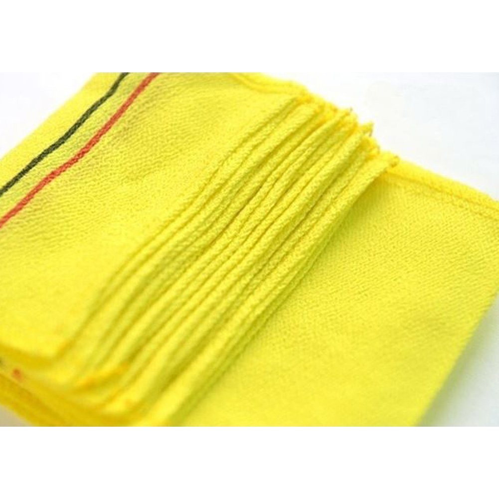 10 Pack SongWol Korean Beauty Skin Large Exfoliating Bath Shower Towel Gloves Scrub Wash Clothes Made in Korea Yellow