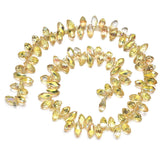 500pcs Czech 12mm Faceted Teardrop Briolette Crystal Glass Beads Pendant Drop Gold Shimmer