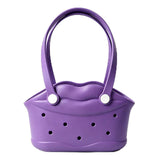 Snappsy Tote Bag With Drainage Holes NonSlip Eva Tote Perforated Coastal Tote For Pool, Travel Dark Purple