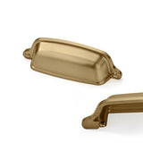CABDM 10 Pack 3-3/4 inch (96mm) Brushed Satin Brass Cabinet Cup Pulls Brushed Gold Drawer Pulls Kitchen Hardware Cabinet Handles