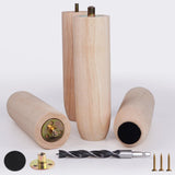 PBUY 8 Inch Unfinished Wooden Furniture Legs Set of 4, Heavy Duty Solid Wood Cylindrical Table Legs, Chair Legs, Sofa Legs, Couc