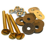 Lasco 043673 Toilet Tank to Bowl Solid Brass Bolts 5/16inch X 3inch, includes 3Bolts and 6each Rubber Washers, Metal Round 