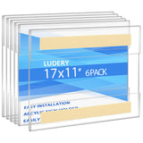 Ludery 11x17 Acrylic Sign Holder Wall Mount, Clear Acrylic Frame with Adhesive Tape, Wall Sign Document Menu Holder for Office, 