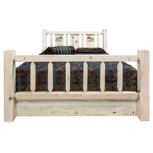 Montana Woodworks Moose Design Storage Laser Engraved Bed In Clear Lacquer Finish (Full: 87 In. L X 60 In. W X 47 In. H (320 Lbs