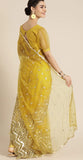 Fashion Basket Women'S Net Yellow Saree With Blouse Piece