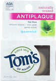 Toms of Maine Natural Waxed Antiplaque Flat Floss, Spearmint, 32Yards, Pack of 2