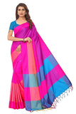 OM SAI LATEST CREATION Womens Bhagalpuri Silk Saree with Blouse Piece-Free Size (Pink)