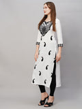 Gosriki Women'S Cotton Blend Straight Chikankari Embroidewhite Kurta (Ex-White-Gs_S_White_Small),White,,B0CFFF5K5D