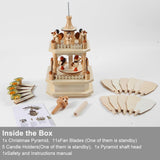 14 Inches Wooden Christmas Pyramid with 4 Candle Holders- Nativity Scene Set-Under The Christmas Tree -Christmas Table Top Decor