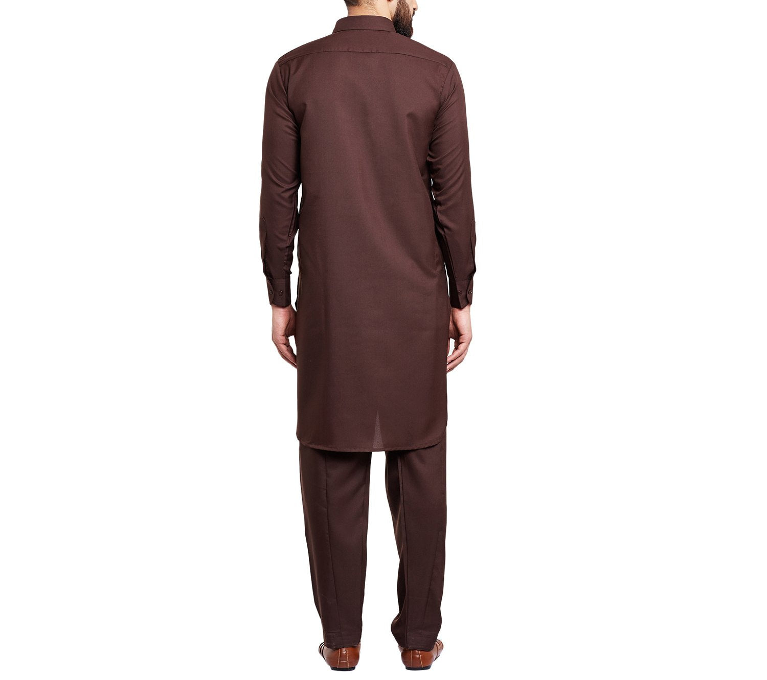 Sojanya (Since 1958 Men'S Brown Cotton Blend Pathani Kurta & Salwar Set Size L