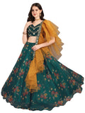 Wedani Women'S Floral Semi-Stitched Lehenga Choli (Green),Green,Free Size