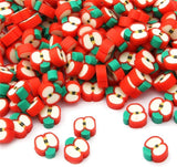 50 Pcs Polymer Clay for Apple Beads, 1.6mm Red for Apple Handmade Polymer Clay Beads for Apple Slice Shape Loose Fruit Theme Spa