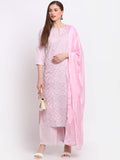 Anni Designer Women'S Cotton Straight Kurta With Palazzo & Dupatta (Dholi Pink_3Xl_Pink_3Xxxx-Large),Pink,3XL,Cotton Blend,Straight,Kurta, Pants, Scarf