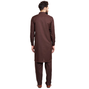 Sojanya (Since 1958 Men'S Chocolate Brown Cotton Blend Pathani Kurta Salwar Chocolate Brown L