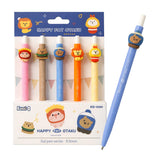 FunBlast Gel Pens For Writing 5 Pcs Cartoon Design Lightweight Gel Pen With Comfortable Grip For Extra Smooth Writing, Station