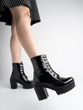 Shoetopia Block Heeled Boots-Eu36 /Black,Black,3,B0BRB8LCZL