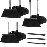 Tiumso 3Pack Upright Broom with Dustpan Combo Set, Commercial Broom and Dustpan Set, Industrial Brooms and Dust Pan with Long H