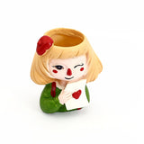 Natrial Beacutiful Heart Girl Multipurpose Pen Holder Sculant Planter Table Decor for Gift Office Decor