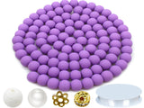 PAMIR TONG 250pcs 8mm Purple Clay Round Smooth Space Polymer Heishi Preppy Cute Bulk Beads for Earring, Necklaces, Bracelet Jewe