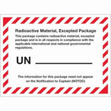 Tape Logic DL1398 Labels, Radioactive Material, Excepted Package, 4 3/8 x 3 1/4, Blue/White, 500 Per Roll