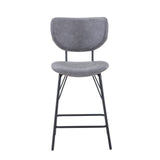 Jofran Owen Contemporary Modern Faux Leather Split-Back Upholstered Counter Height Barstool Set Of 2, 18 W X 22 D X 38 H,