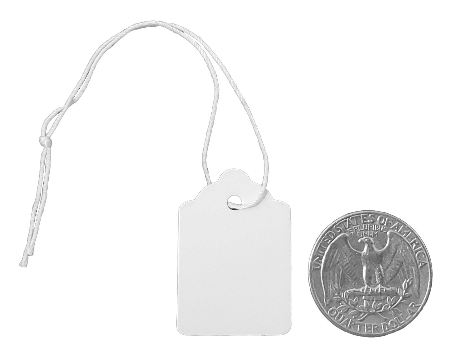 100 pcs White Gift Marking Tags Strung Price Labels (7/8 x 1 1/4)