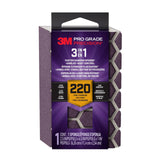 3M DCDA220-PGP-1T Pro Grade Precision 3-in-1 Angled Faster Sanding Sponge, 220-Grit Extra-Fine, 2.5 x 4.5 x 1